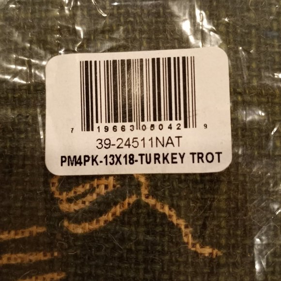 Thanksgiving Burlap Placemats with Turkey in the middle set of 4 - Picture 7 of 8